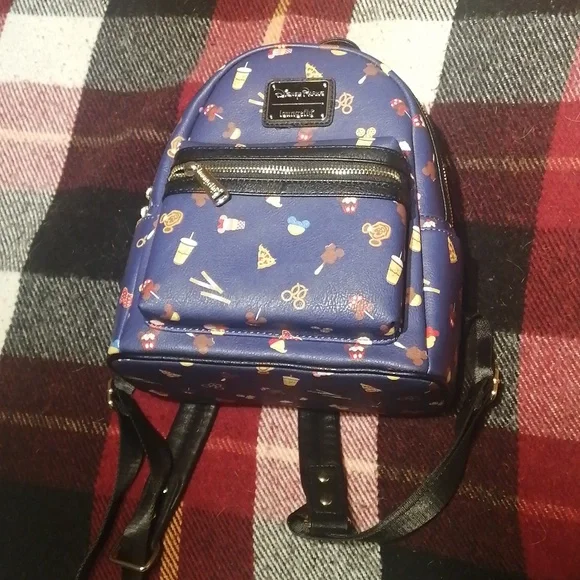 Rare Snacks Loungefly Backpack Rare Limited Release Loungefly Disney Parks Snacks Blue Mini  main image 3